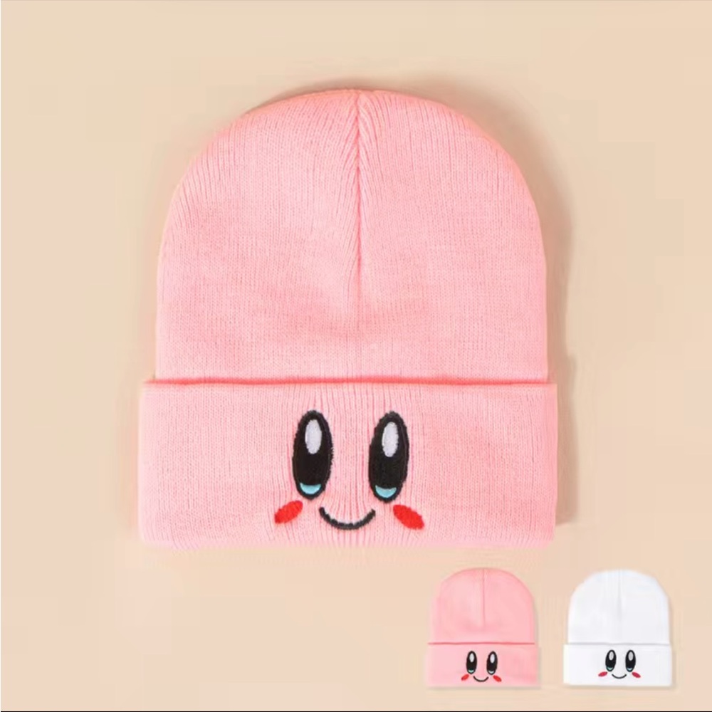 🆕💜 Kirby Pink Face Beanie Hat – New With Tags – Kids One Size
